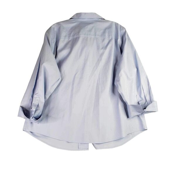Chicos Shirt Top Women’s Size 3 US XL Blue Button Up Cotton Collared - Picture 2 of 8